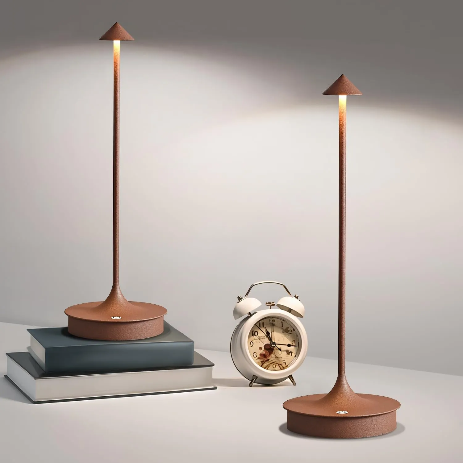 Cordless Table Lamp Rechargeable LED Battery Operated 4000mAh Table Lamp Touch Dimmable Lamp Outdoor Waterproof Portable Wireless Table Light for Dining Restaurant Bar Indoor/Outdoor Use (Brown-2PC)