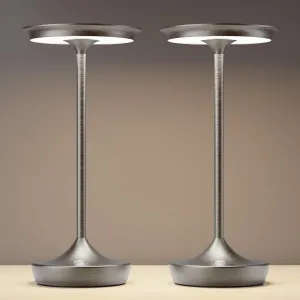 Cordless Table Lamp Rechargeable-LED Battery Operated Lamps, Portable 3 Color Touch Dimming Waterproof Light for Patio/Restaurant/Dining/Outdoor (Chrome2)