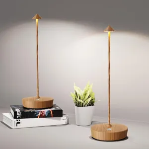 Cordless Table Lamps Rechargeable, 6000mAh Battery Operated LED Desk Lamp Outdoor Waterproof Portable Touch Dimmable Table Light for Patio Restaurant Dining Home Set of 2 Wooden