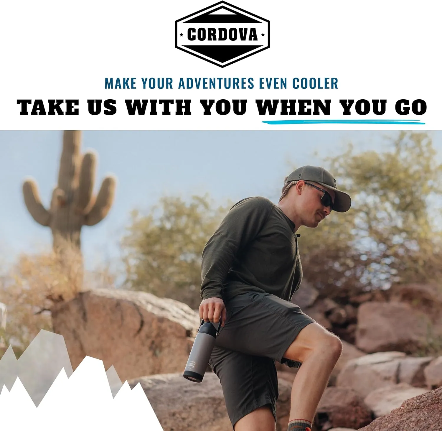 Cordova Outdoors Trailhead Class Water Bottle, Obsidian, 18 oz