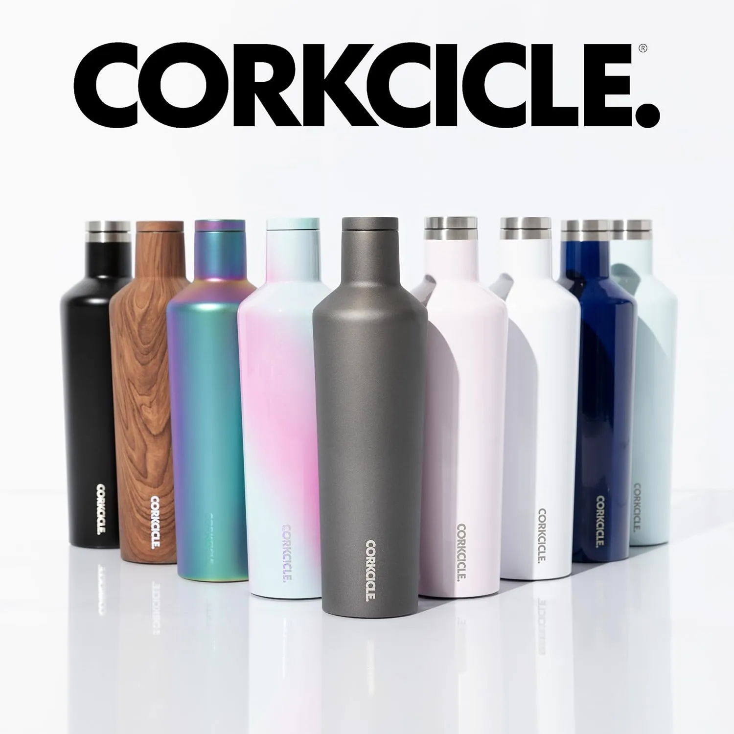 Corkcicle Insulated Canteen, Unicorn Wonderland, 25 oz – Cupholder Friendly Water Bottle with Screw-On Cap Keeps Drinks Cold for 25hrs, Hot 12hrs