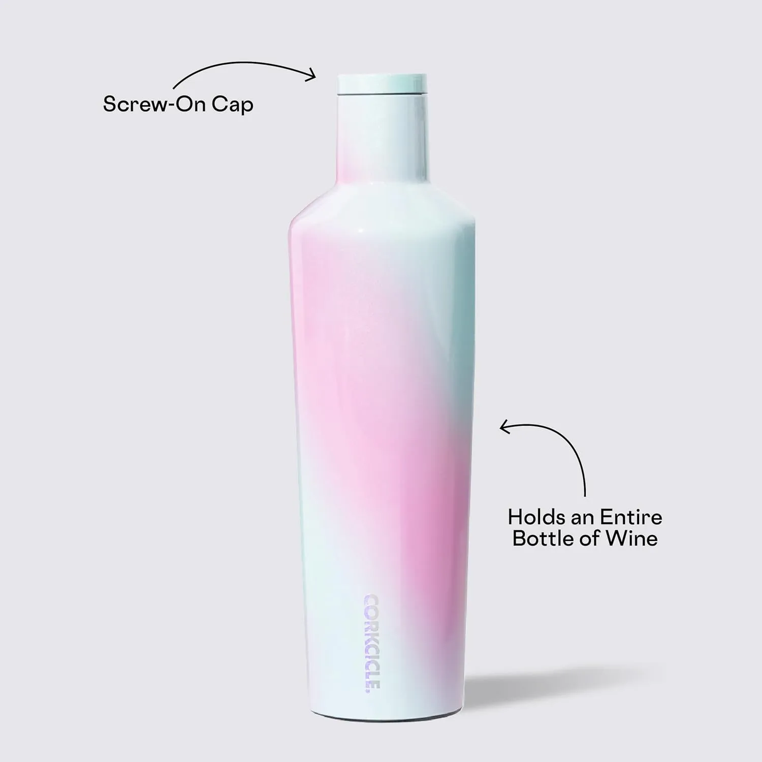 Corkcicle Insulated Canteen, Unicorn Wonderland, 25 oz – Cupholder Friendly Water Bottle with Screw-On Cap Keeps Drinks Cold for 25hrs, Hot 12hrs