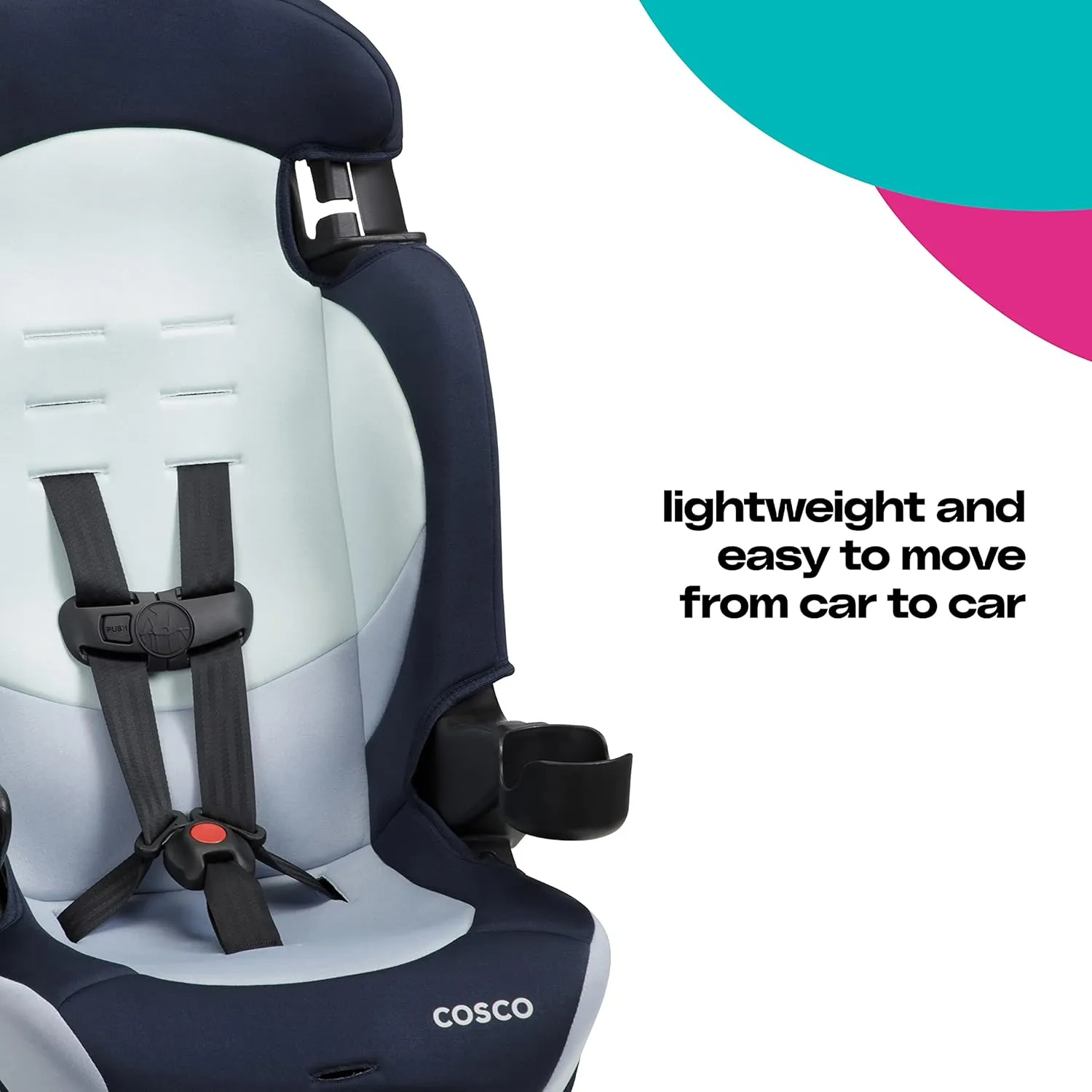 Cosco Kids Finale DX 2-in-1 Booster Car Seat, Forward Facing Toddler Car Seat (30-65 lbs) and Belt Positioning High Back Booster Seat (40-100 lbs), Rainbow