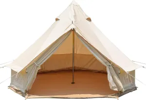 Cotton Canvas Bell Tent, Luxury Glamping Tent, Yurt Tents for All Year Living, Waterproof Bell Tent for 4/8/10/12 Person Family Camping Outdoor Hunting Christmas Party in 4 Seasons