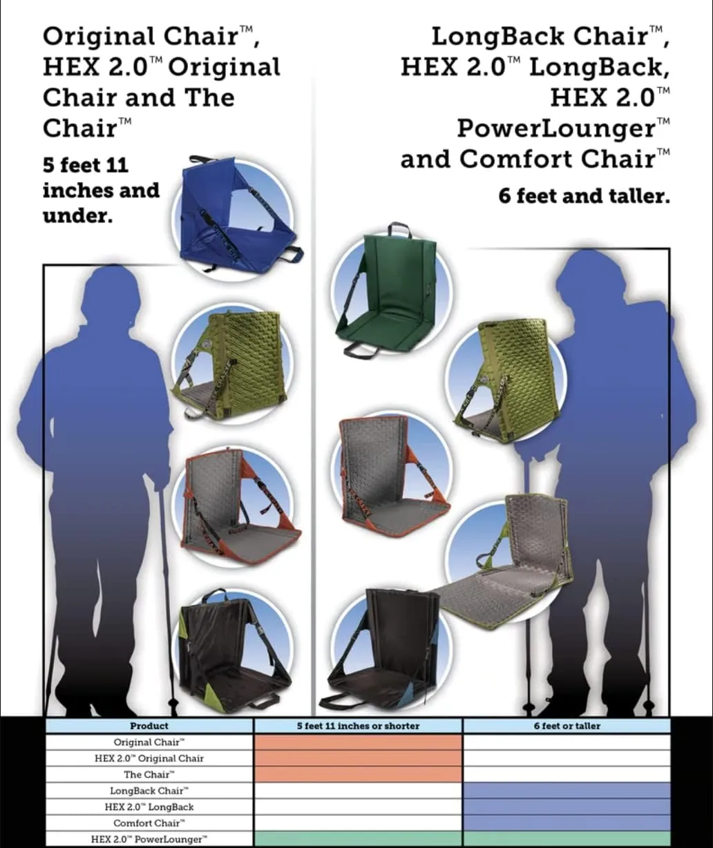 Crazy Creek Original Chair Perfect for Stadium Seats, Camping, Hiking & More, Comfort On All Terrains, Adjustable Straps, Lightweight Design, Water-Resistant, Slate