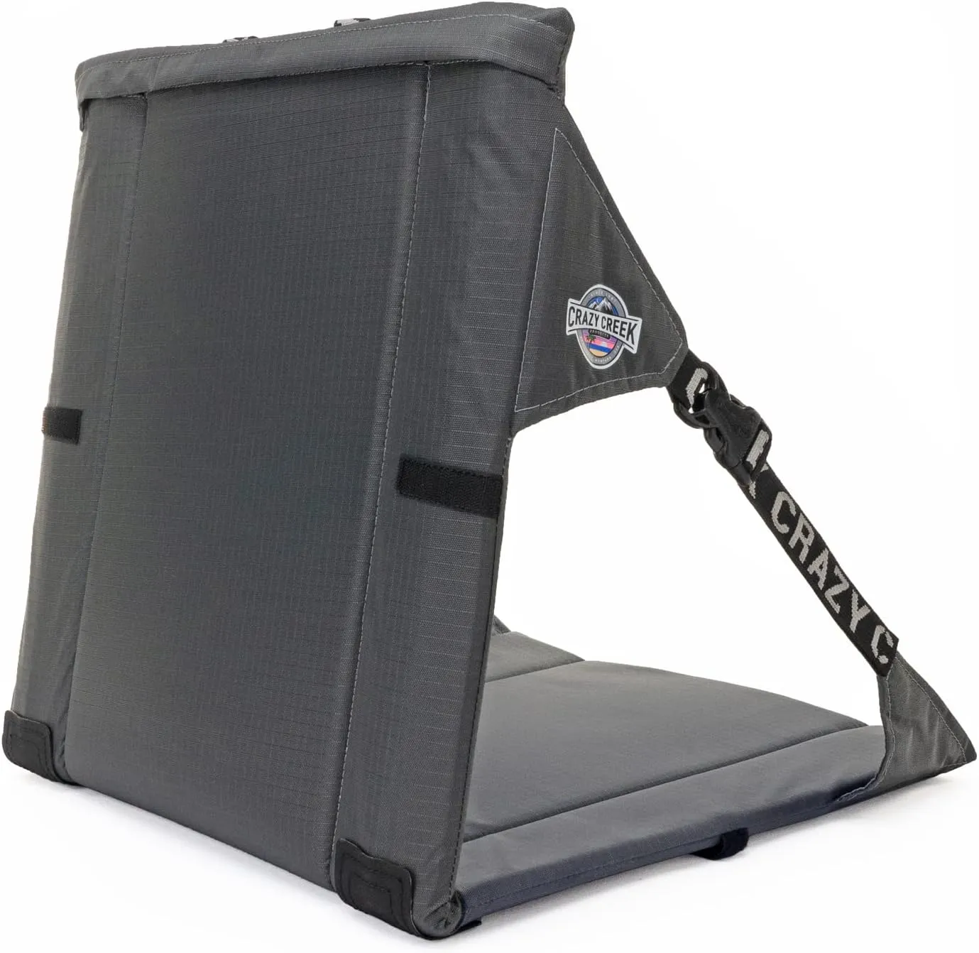 Crazy Creek Original Chair Perfect for Stadium Seats, Camping, Hiking & More, Comfort On All Terrains, Adjustable Straps, Lightweight Design, Water-Resistant, Slate