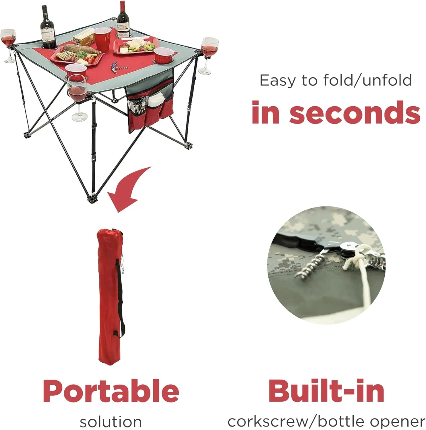 Creative Outdoor Folding Wine Table | Portable | Camping Beach Picnic & Patio