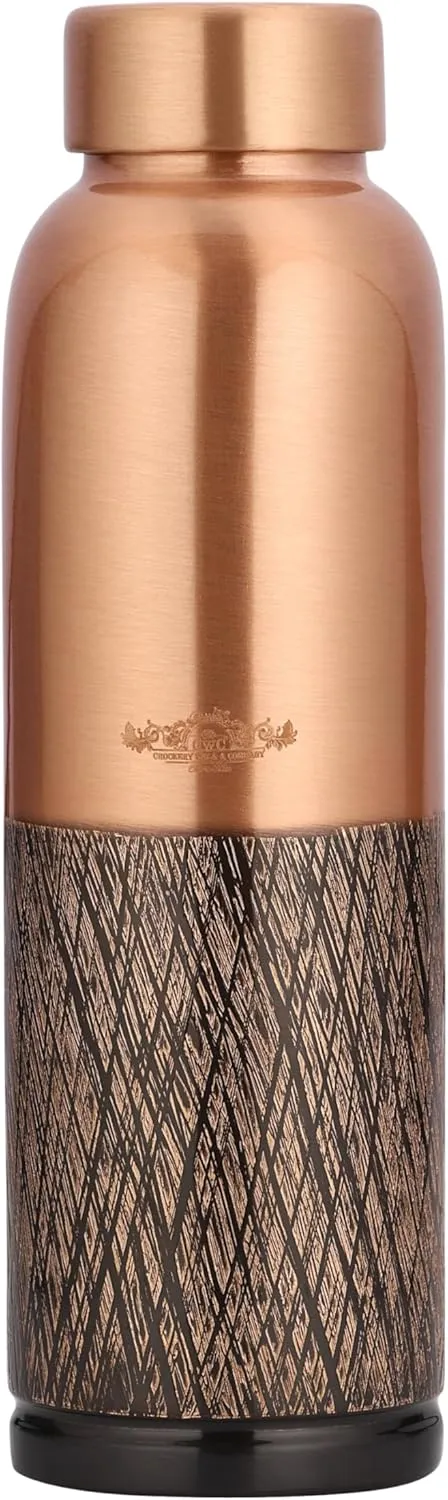CROCKERY WALA & COMPANY 100% Pure Copper Water Bottle for Drinking, 32 Oz Large Hammered Ayurvedic, Leak-Proof Insulated Pure Copper Vessel, Premium Gifting Quality
