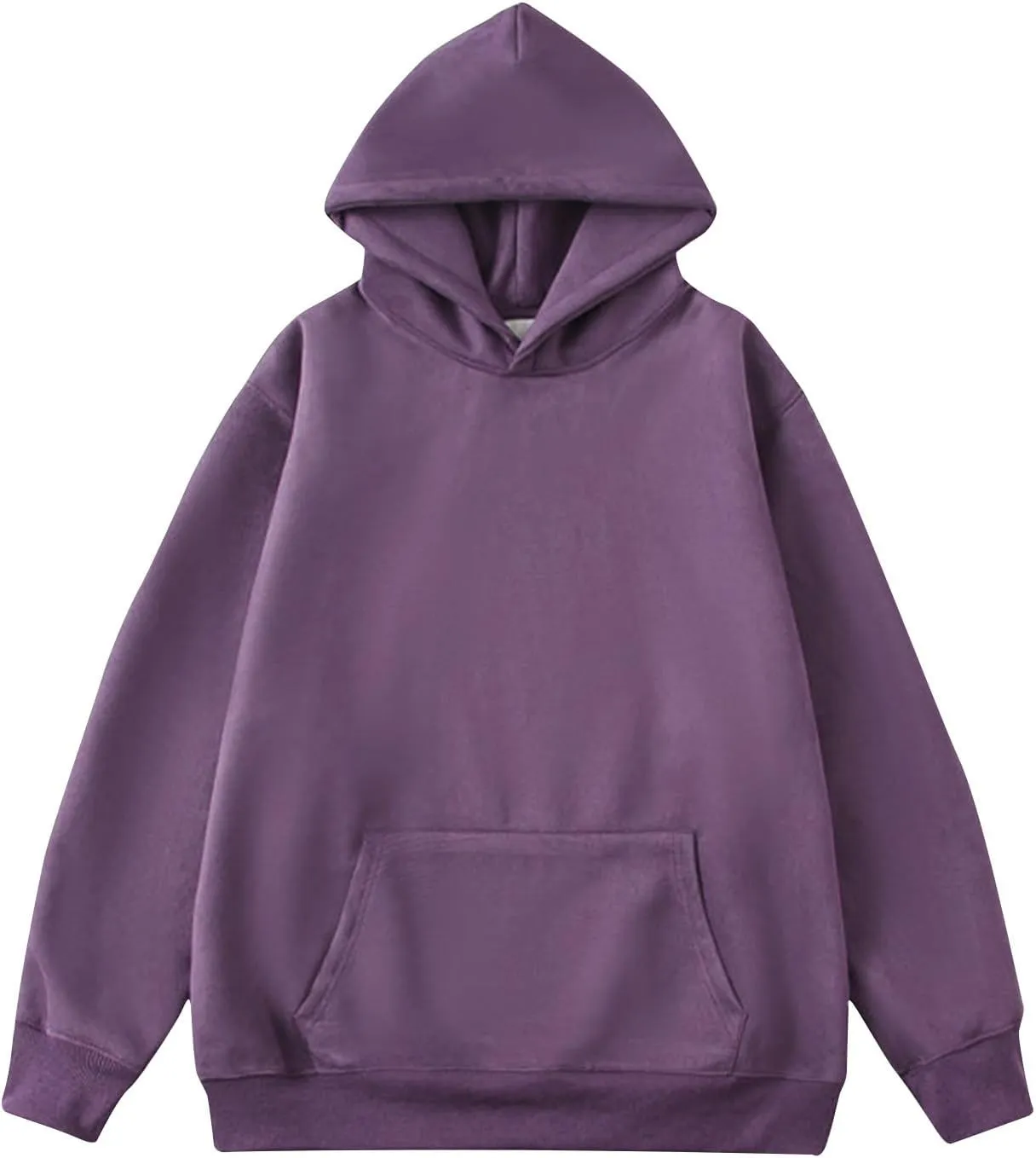 Ctreela Plain Basic Unise Hooded Sweatshirt Loose Long Sleeve Hoodie Women Men Adult Teen Pullover Solid Shirt with Pocket