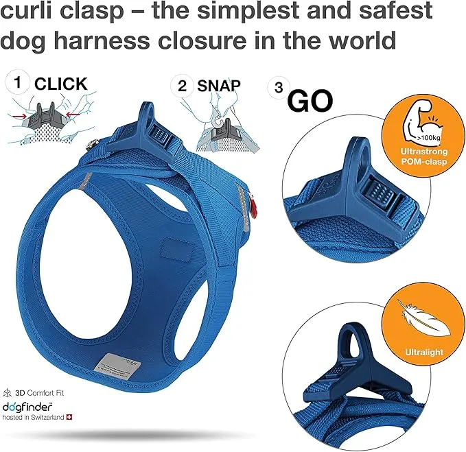 Curli Clasp Vest Blue Harness