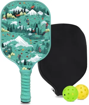 Custom Pickleball Paddle with 1 DIY Pickleball Racket, 2 Pickle Balls, 1 Paddle Cover, Hiking-BJ139 Pattern OR Your Own Design,Carbon Fiber,Honeycomb Polymer Core & Comfort Grip