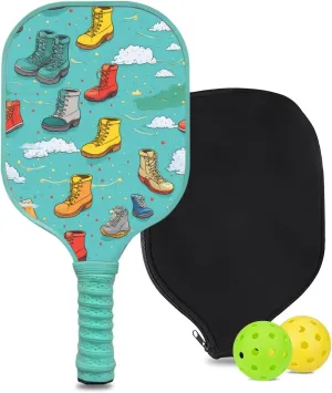Custom Pickleball Paddle with 1 DIY Pickleball Racket, 2 Pickle Balls, 1 Paddle Cover, Hiking-BJ147 Pattern OR Your Own Design,Carbon Fiber,Honeycomb Polymer Core & Comfort Grip