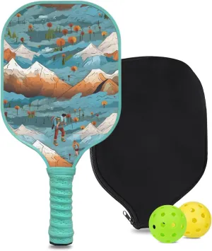 Custom Pickleball Paddle with 1 DIY Pickleball Racket, 2 Pickle Balls, 1 Paddle Cover, Hiking-BJ148 Pattern OR Your Own Design,Carbon Fiber,Honeycomb Polymer Core & Comfort Grip