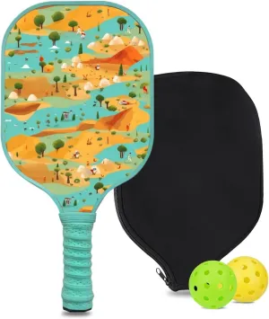 Custom Pickleball Paddle with 1 DIY Pickleball Racket, 2 Pickle Balls, 1 Paddle Cover, Hiking-BJ151 Pattern OR Your Own Design,Carbon Fiber,Honeycomb Polymer Core & Comfort Grip