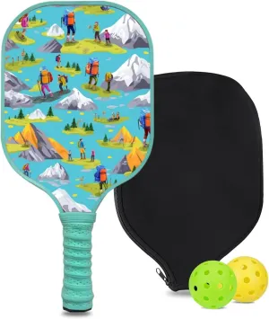 Custom Pickleball Paddle with 1 DIY Pickleball Racket, 2 Pickle Balls, 1 Paddle Cover, Hiking-BJ152 Pattern OR Your Own Design,Carbon Fiber,Honeycomb Polymer Core & Comfort Grip