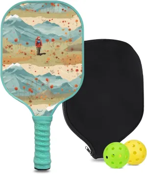Custom Pickleball Paddle with 1 DIY Pickleball Racket, 2 Pickle Balls, 1 Paddle Cover, Hiking-BJ158 Pattern OR Your Own Design,Carbon Fiber,Honeycomb Polymer Core & Comfort Grip