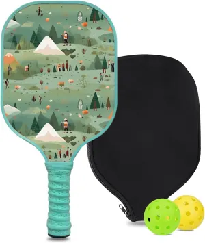 Custom Pickleball Paddle with 1 DIY Pickleball Racket, 2 Pickle Balls, 1 Paddle Cover, Hiking-BJ161 Pattern OR Your Own Design,Carbon Fiber,Honeycomb Polymer Core & Comfort Grip