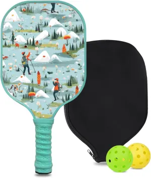 Custom Pickleball Paddle with 1 DIY Pickleball Racket, 2 Pickle Balls, 1 Paddle Cover, Hiking-BJ171 Pattern OR Your Own Design,Carbon Fiber,Honeycomb Polymer Core & Comfort Grip