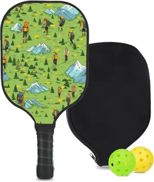 Custom Pickleball Paddle with 1 DIY Pickleball Racket, 2 Pickle Balls, 1 Paddle Cover, Hiking-BJ178 Pattern OR Your Own Design,Carbon Fiber,Honeycomb Polymer Core & Comfort Grip