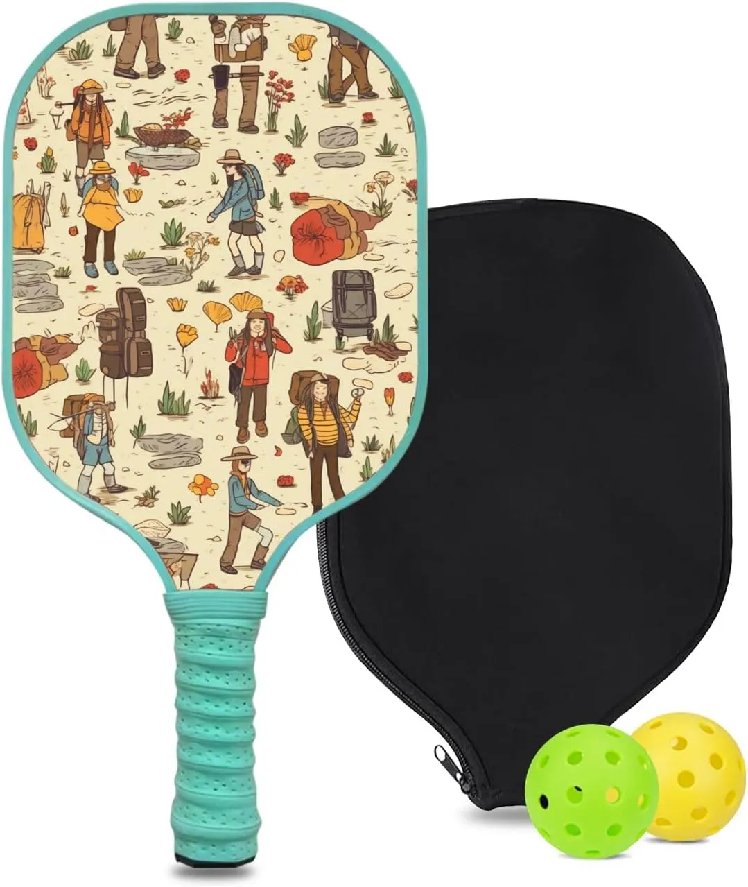 Custom Pickleball Paddle with 1 DIY Pickleball Racket, 2 Pickle Balls, 1 Paddle Cover, Hiking-BJ198 Pattern OR Your Own Design,Carbon Fiber,Honeycomb Polymer Core & Comfort Grip