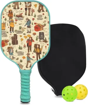 Custom Pickleball Paddle with 1 DIY Pickleball Racket, 2 Pickle Balls, 1 Paddle Cover, Hiking-BJ198 Pattern OR Your Own Design,Carbon Fiber,Honeycomb Polymer Core & Comfort Grip