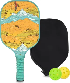Custom Pickleball Paddle with 1 DIY Pickleball Racket, 2 Pickle Balls, 1 Paddle Cover, Hiking-BJ231 Pattern OR Your Own Design,Carbon Fiber,Honeycomb Polymer Core & Comfort Grip