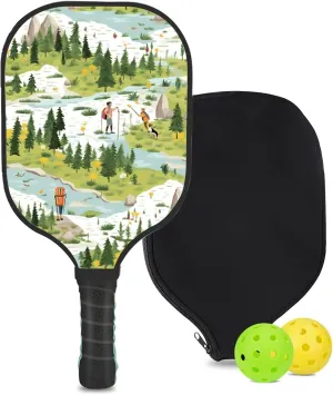 Custom Pickleball Paddle with 1 DIY Pickleball Racket, 2 Pickle Balls, 1 Paddle Cover, Hiking-BJ233 Pattern OR Your Own Design,Carbon Fiber,Honeycomb Polymer Core & Comfort Grip