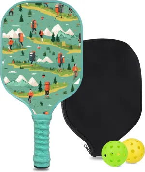 Custom Pickleball Paddle with 1 DIY Pickleball Racket, 2 Pickle Balls, 1 Paddle Cover, Hiking-BJ252 Pattern OR Your Own Design,Carbon Fiber,Honeycomb Polymer Core & Comfort Grip