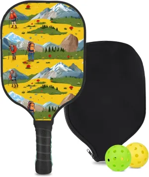 Custom Pickleball Paddle with 1 DIY Pickleball Racket, 2 Pickle Balls, 1 Paddle Cover, Hiking-BJ286 Pattern OR Your Own Design,Carbon Fiber,Honeycomb Polymer Core & Comfort Grip