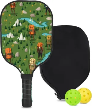Custom Pickleball Paddle with 1 DIY Pickleball Racket, 2 Pickle Balls, 1 Paddle Cover, Hiking-BJ290 Pattern OR Your Own Design,Carbon Fiber,Honeycomb Polymer Core & Comfort Grip