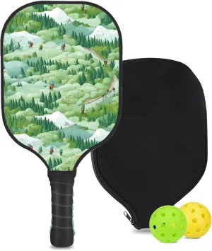 Custom Pickleball Paddle with 1 DIY Pickleball Racket, 2 Pickle Balls, 1 Paddle Cover, Hiking-BJ300 Pattern OR Your Own Design,Carbon Fiber,Honeycomb Polymer Core & Comfort Grip