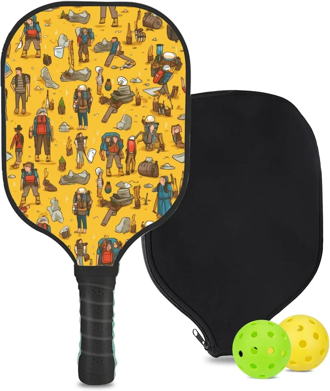 Custom Pickleball Paddle with 1 DIY Pickleball Racket, 2 Pickle Balls, 1 Paddle Cover, Hiking-BJ324 Pattern OR Your Own Design,Carbon Fiber,Honeycomb Polymer Core & Comfort Grip
