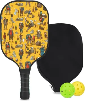 Custom Pickleball Paddle with 1 DIY Pickleball Racket, 2 Pickle Balls, 1 Paddle Cover, Hiking-BJ324 Pattern OR Your Own Design,Carbon Fiber,Honeycomb Polymer Core & Comfort Grip
