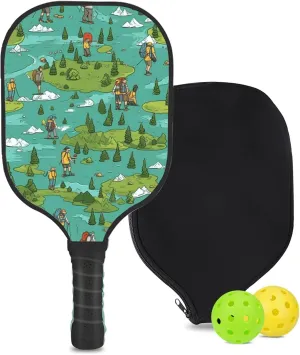 Custom Pickleball Paddle with 1 DIY Pickleball Racket, 2 Pickle Balls, 1 Paddle Cover, Hiking-BJ336 Pattern OR Your Own Design,Carbon Fiber,Honeycomb Polymer Core & Comfort Grip