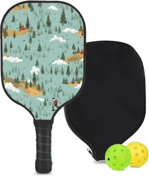 Custom Pickleball Paddle with 1 DIY Pickleball Racket, 2 Pickle Balls, 1 Paddle Cover, Hiking-BJ337 Pattern OR Your Own Design,Carbon Fiber,Honeycomb Polymer Core & Comfort Grip