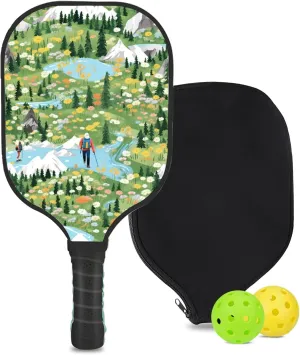 Custom Pickleball Paddle with 1 DIY Pickleball Racket, 2 Pickle Balls, 1 Paddle Cover, Hiking-BJ353 Pattern OR Your Own Design,Carbon Fiber,Honeycomb Polymer Core & Comfort Grip