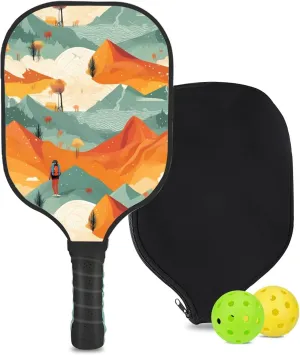 Custom Pickleball Paddle with 1 DIY Pickleball Racket, 2 Pickle Balls, 1 Paddle Cover, Hiking-BJ362 Pattern OR Your Own Design,Carbon Fiber,Honeycomb Polymer Core & Comfort Grip