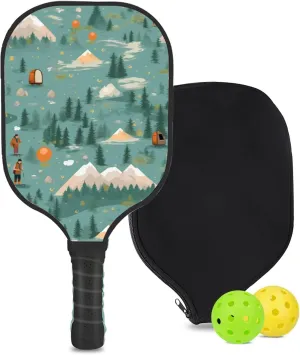 Custom Pickleball Paddle with 1 DIY Pickleball Racket, 2 Pickle Balls, 1 Paddle Cover, Hiking-BJ370 Pattern OR Your Own Design,Carbon Fiber,Honeycomb Polymer Core & Comfort Grip