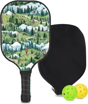 Custom Pickleball Paddle with 1 DIY Pickleball Racket, 2 Pickle Balls, 1 Paddle Cover, Hiking-BJ384 Pattern OR Your Own Design,Carbon Fiber,Honeycomb Polymer Core & Comfort Grip