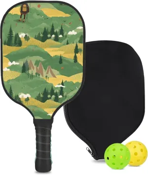 Custom Pickleball Paddle with 1 DIY Pickleball Racket, 2 Pickle Balls, 1 Paddle Cover, Hiking-BJ388 Pattern OR Your Own Design,Carbon Fiber,Honeycomb Polymer Core & Comfort Grip