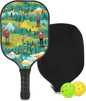 Custom Pickleball Paddle with 1 DIY Pickleball Racket, 2 Pickle Balls, 1 Paddle Cover, Hiking-BJ389 Pattern OR Your Own Design,Carbon Fiber,Honeycomb Polymer Core & Comfort Grip