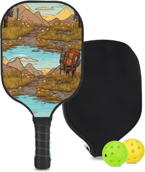Custom Pickleball Paddle with 1 DIY Pickleball Racket, 2 Pickle Balls, 1 Paddle Cover, Hiking-BJ397 Pattern OR Your Own Design,Carbon Fiber,Honeycomb Polymer Core & Comfort Grip