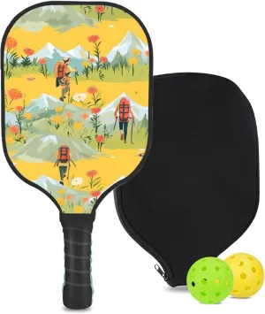 Custom Pickleball Paddle with 1 DIY Pickleball Racket, 2 Pickle Balls, 1 Paddle Cover, Hiking-BJ400 Pattern OR Your Own Design,Carbon Fiber,Honeycomb Polymer Core & Comfort Grip