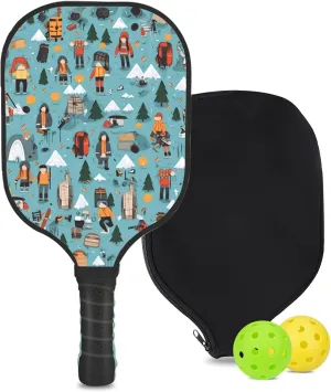 Custom Pickleball Paddle with 1 DIY Pickleball Racket, 2 Pickle Balls, 1 Paddle Cover, Hiking-BJ408 Pattern OR Your Own Design,Carbon Fiber,Honeycomb Polymer Core & Comfort Grip