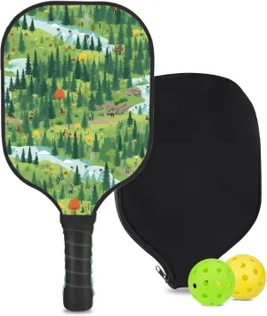 Custom Pickleball Paddle with 1 DIY Pickleball Racket, 2 Pickle Balls, 1 Paddle Cover, Hiking-BJ413 Pattern OR Your Own Design,Carbon Fiber,Honeycomb Polymer Core & Comfort Grip
