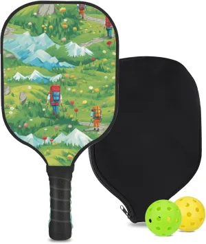 Custom Pickleball Paddle with 1 DIY Pickleball Racket, 2 Pickle Balls, 1 Paddle Cover, Hiking-BJ428 Pattern OR Your Own Design,Carbon Fiber,Honeycomb Polymer Core & Comfort Grip