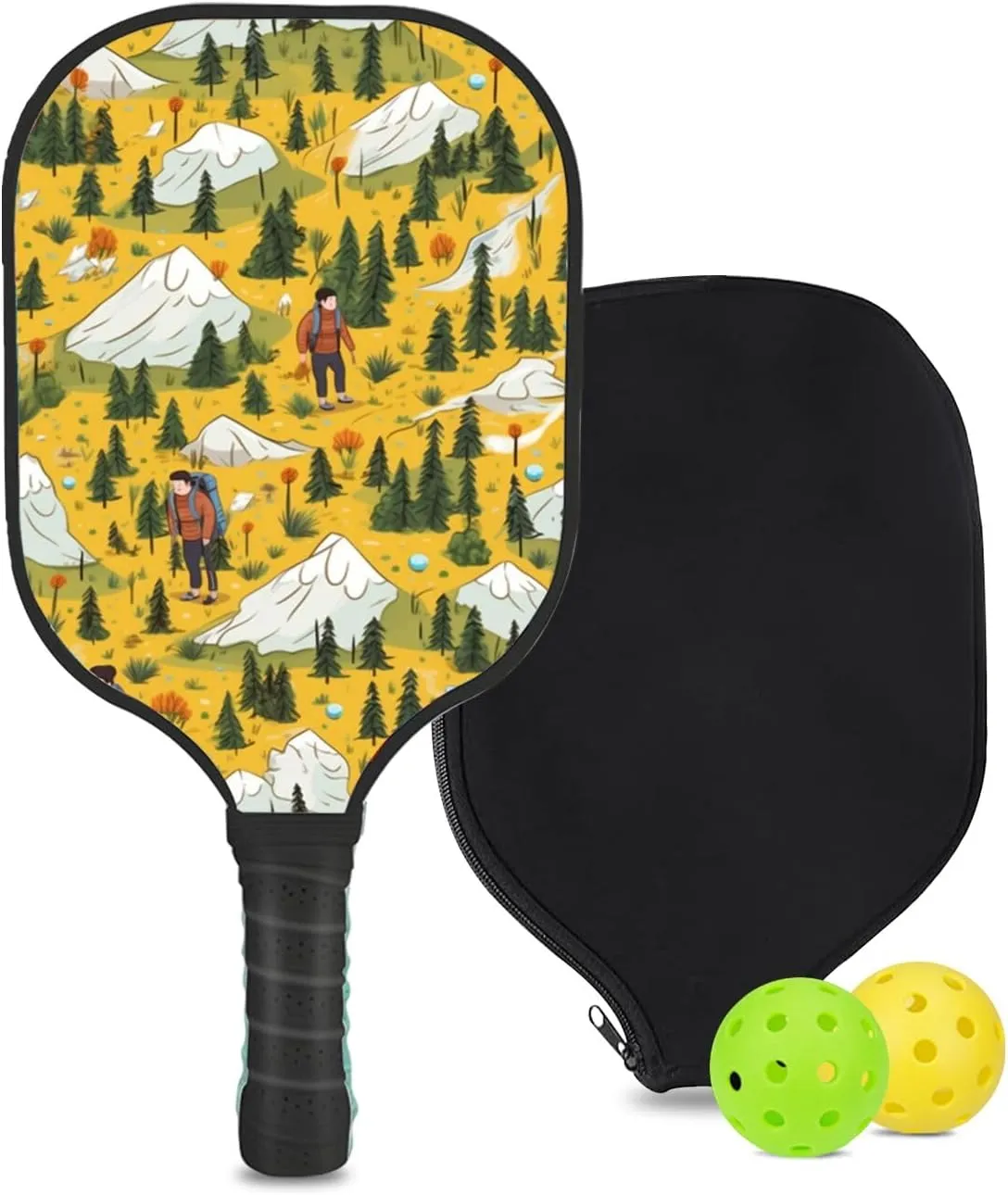 Custom Pickleball Paddle with 1 DIY Pickleball Racket, 2 Pickle Balls, 1 Paddle Cover, Hiking-BJ430 Pattern OR Your Own Design,Carbon Fiber,Honeycomb Polymer Core & Comfort Grip