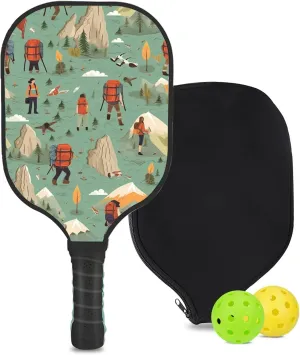 Custom Pickleball Paddle with 1 DIY Pickleball Racket, 2 Pickle Balls, 1 Paddle Cover, Hiking-BJ437 Pattern OR Your Own Design,Carbon Fiber,Honeycomb Polymer Core & Comfort Grip