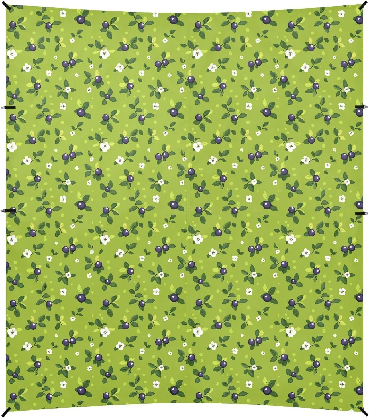 Cute Bilberry Fruit Green Foldable Beach Canopy UPF50  Lightweight Shade Sun Shelter with Sand Shovel, Sandbags for Camping, Picnics, Backyard