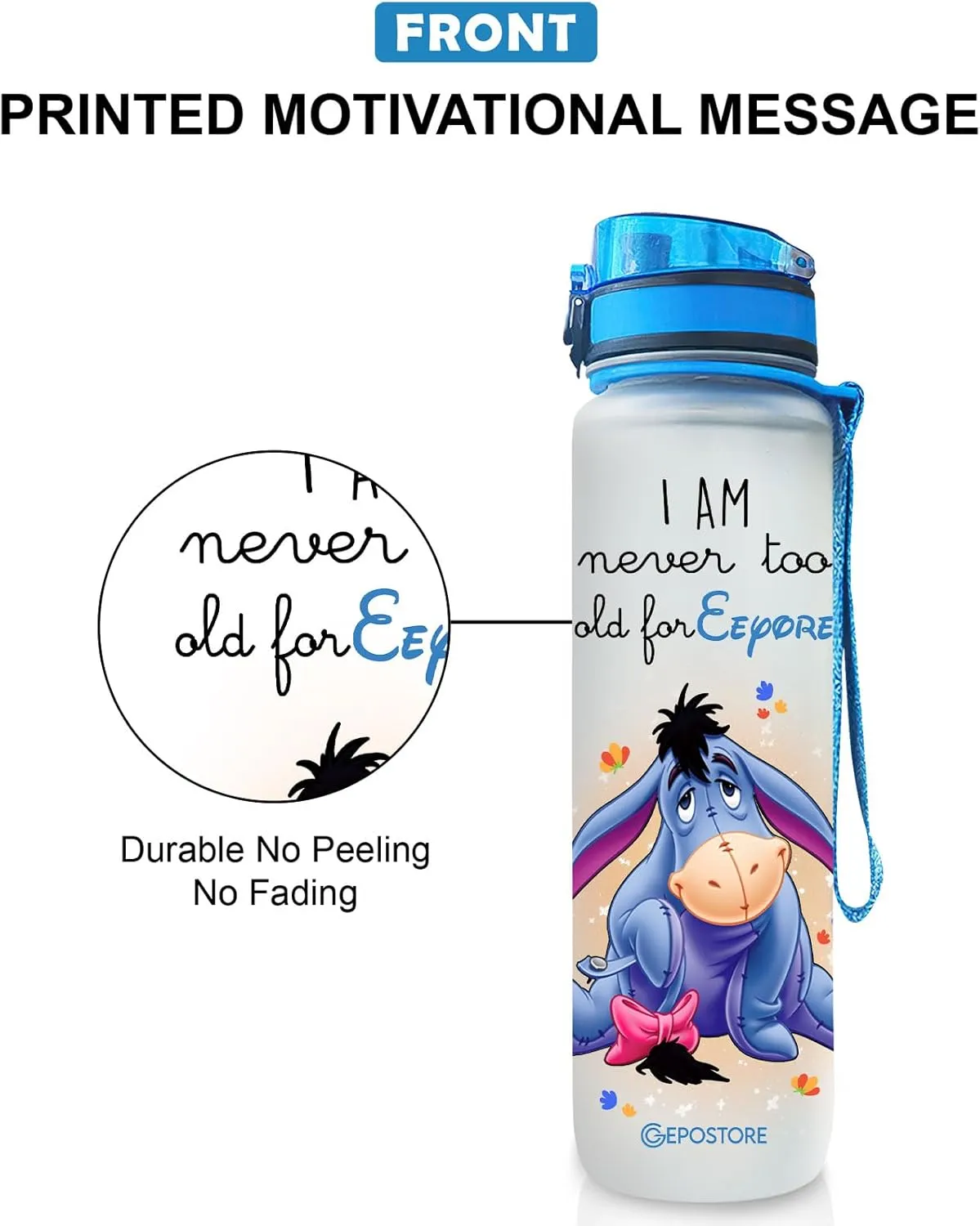 Cute Donkey 32 Oz Water Tracker Bottle, Insulated Water Bottle with Donkey Character